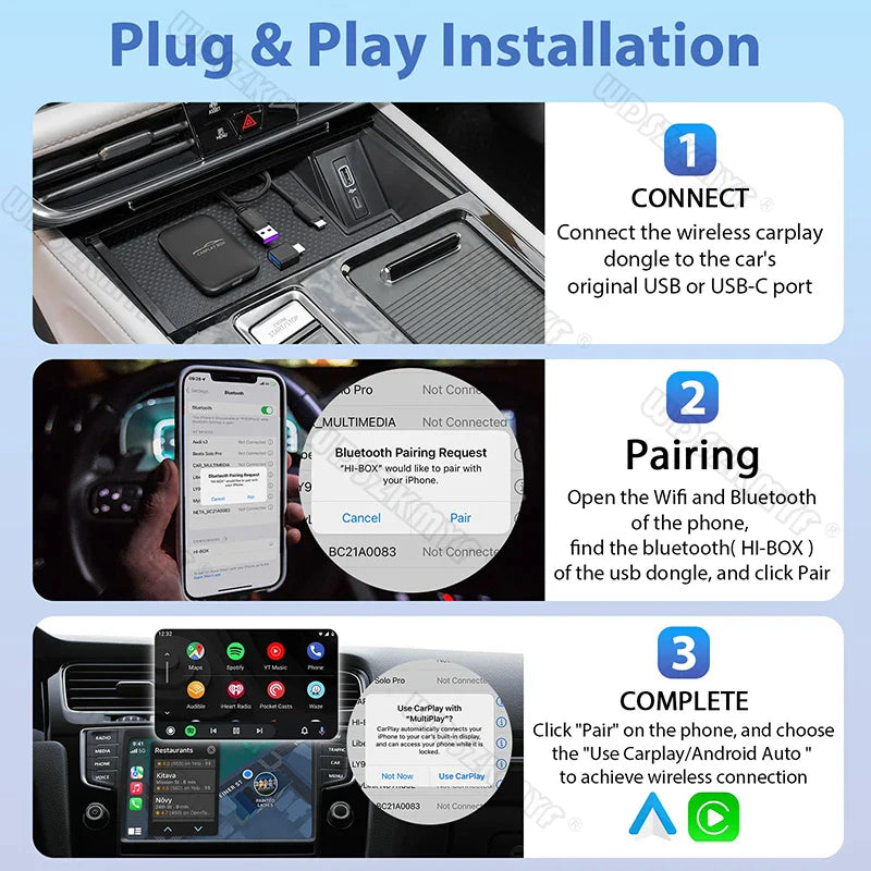 CarPlay Box (Andoid Auto + Apple Carplay and many More)