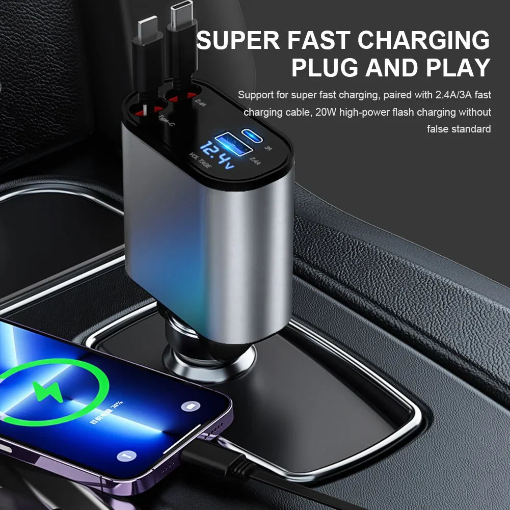 Retractable Car Charger 4 in 1