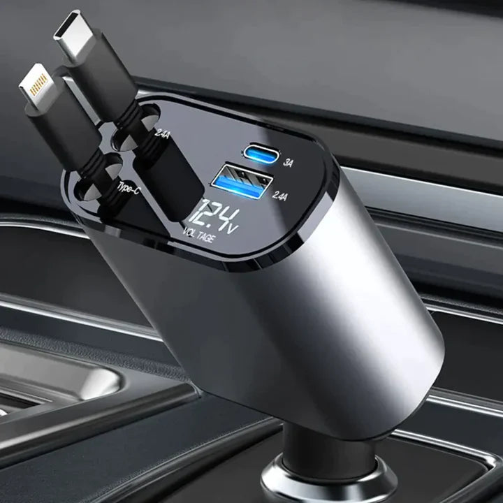 Retractable Car Charger 4 in 1